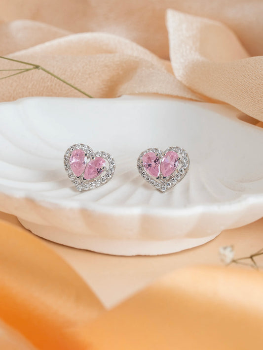 Iraaya Pink Crush Heart Studs