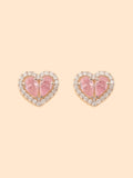 Iraaya Pink Crush Heart Studs