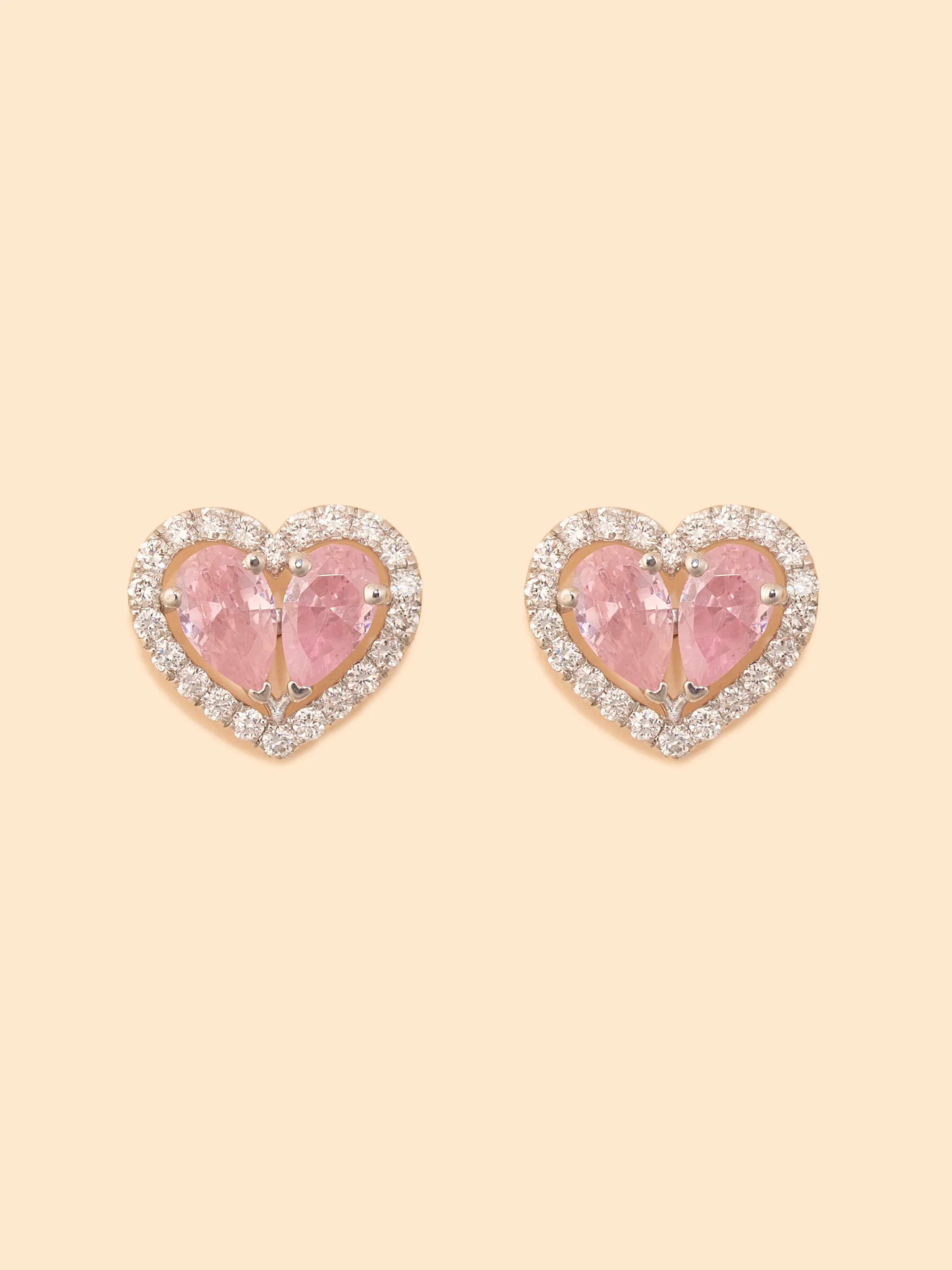 Iraaya Pink Crush Heart Studs