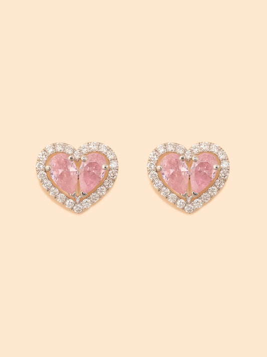 Iraaya Pink Crush Heart Studs